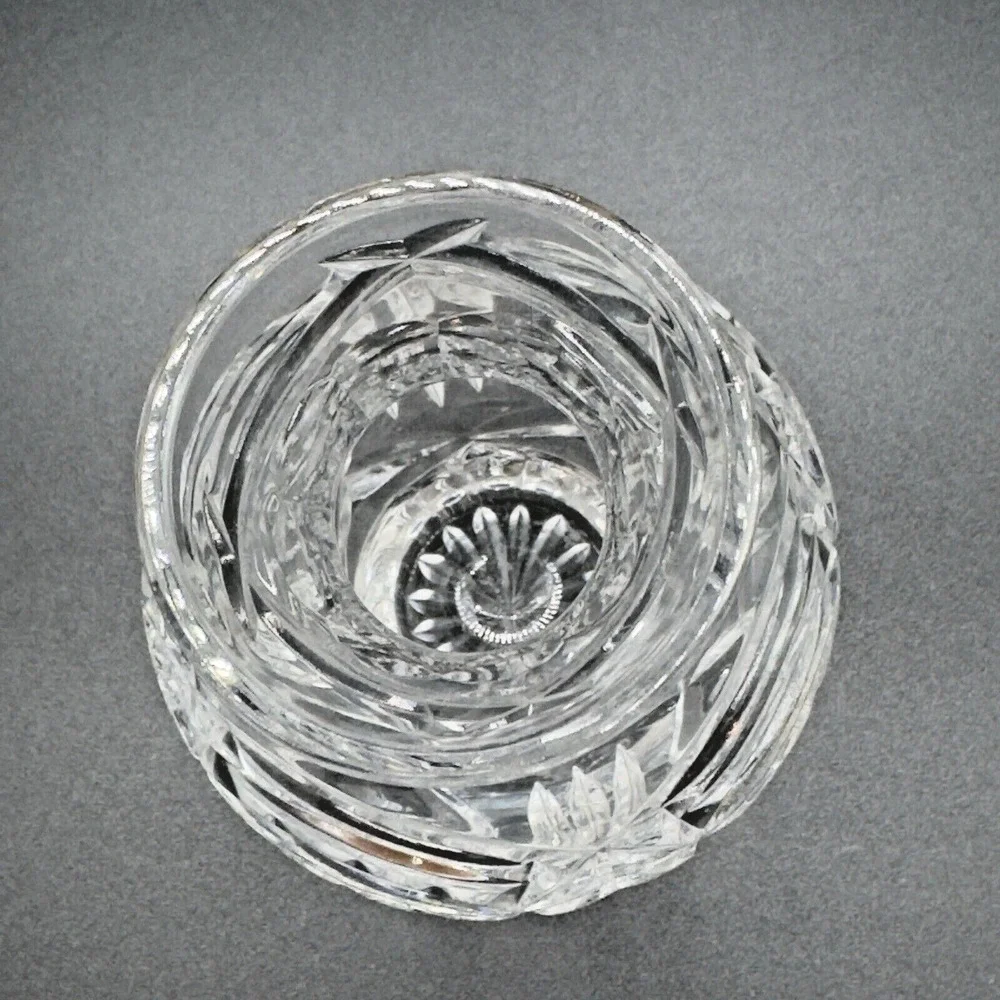 Vintage Cut Crystal Bud Vase Decorative Clear Glass Home Decor Flowers 4.25 in